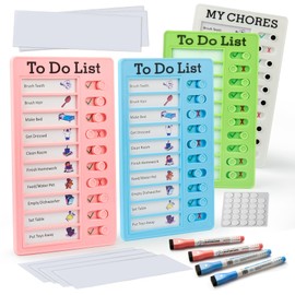 Chore Chart Board for Kids with Adhesive Pads,Kids ADHD to Do List.Helping ADHD Plan Household and Work tasks.4 Planner Boards, 4 Marker