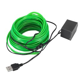 X AUTOHAUX 10 Meter/33ft Interior USB Neon EL Wire String Strip Green Cold Light Glow String Strip Set for Car Decoration