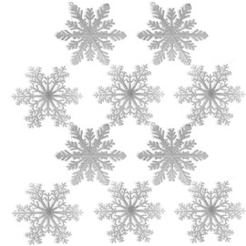 BANBERRY DESIGNS Large Snowflakes - Set of 10 Silver Glittered Snowflakes - Christmas Snowflake Ornaments Approximately 12" D - Snowflake Decorations