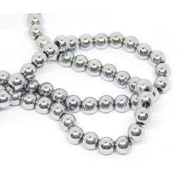 Hematite Beads Silver Beads 4/6/8 mm for Bracelets Hematite Round Non-Magnet Hematite Gemstones 38 cm 1 Strand (8 mm - 47 Pieces)