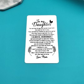 Daughter Gifts from Mum Engraved Wallet Card for Daughter Graduation Gifts Christmas Birthday Gifts for Daughter Wedding Gifts Valentines Day Gifts Encouragement Gifts for Daughter