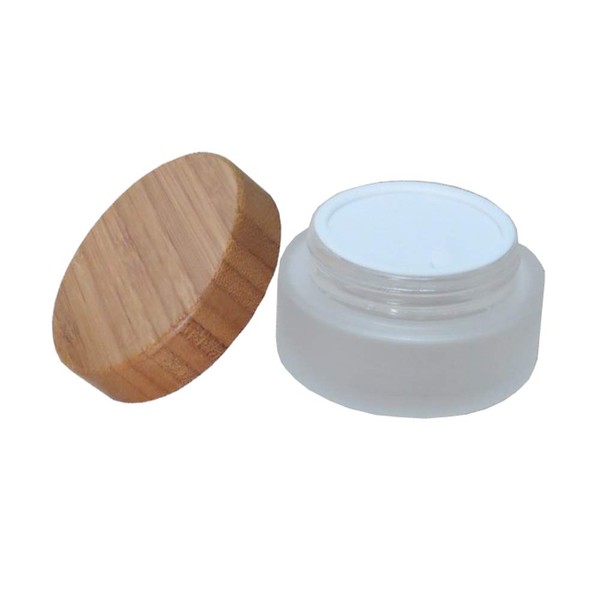 100g/3.4OZ Travel Bottle Empty Cosmetic Container Environmental Bamboo Lid Frosted Glass Bottle Protable Cream Jars Pot with Inner Liner 1pc