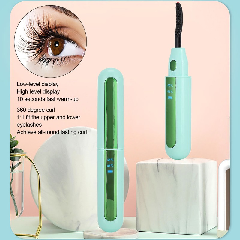 Electric Eyelash Curler LongLasting Heated Curler Natural Eyelash Perming Tool(Green