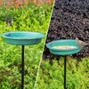 OBENSKY Oval Polyresin Bird Bath Bowl with Metal Stake, 34