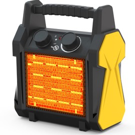 Buyplus Outdoor Heater, 1500W Patio Heater for Garage, Portable Electric Space Heaters with Overheat Tip-Over Protection, PTC Ceramic Space Heaters for Garage, Greenhouse, Indoor Outdoor Use,Yellow