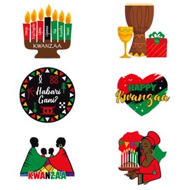 Happy Kwanzaa - Suministros de fiesta con forma de recortes para fiestas – Kwanzaa African Heritage Party Favors – Decoraciones de fiesta panafricana – Juego de 24 unidades
