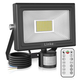 Linke Linke 60W Security Lights Outdoor Motion Sensor, 5200LM Super Bright PIR Floodlights with Remote Control, 6500K Daylight White IP66 Waterproof Perfect for Garden, Porch, Courtyard, Garage