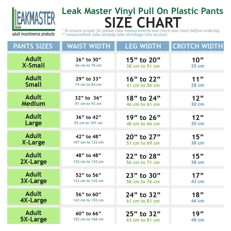 LeakMaster Adult Pull-On Vinyl Plastic Pants - Soft, Quiet and