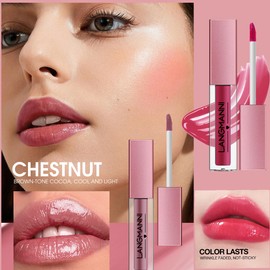 Dulele 12Pcs Watery Liquid Lipstick Set, Moisturizing & Highly Pigmented Colored Lip Gloss, Longwear Not Fade Rose Lip Tint Stain with Gift Box