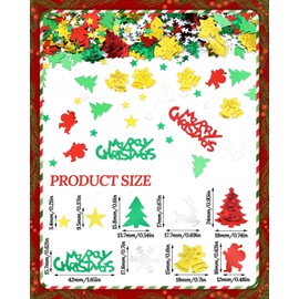 Christmas Day Glitter Confetti Sprinkles - 2.1oz, 60g Christmas Sequins Winter Wonderland Santa Festive Party Supplies, Santa Claus Elk Snowflake Metallic Foil Sequins for Xmas Table Decor