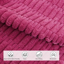 sykting Soft Corduroy Hot Pink Summer Fall Throw Pillow Covers 20x20 inch Set of 4 Textured Plush Striped Cushion Covers for Couch, Bed, Sofa, Living Room