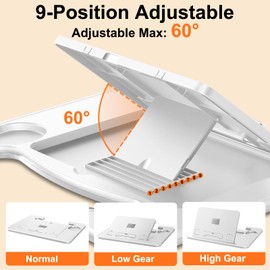 Angle Adjustable Car Steering Wheel Desk,3 in 1 Car Steering Wheel Tray,Car Laptop Mount | Car Reading Stand | Car Food Tray with Drinks Holder, Multipurpose Travel Car Accessories-White