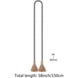 NAGUA 58” Wood Bead Garland Coffee Table Decor Farmhouse Beads Home Decor for Living Room, Shelf, Tiered Tray, Rustic Boho Decor Wall Hanging Accent (Grey)