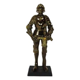 Ebros Gift Medieval Kingdom European Suit of Armor Knight of Chivalry Swordsman Figurine Electroplated Bronzed Gold Knights Warriors Soldiers Army Accent