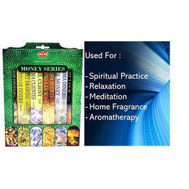Hem Incense Sticks |Good Luck, Call Money, Fast Luck, Call Client, Attracts Money, and Money Drawing. |Pack of 6 hexa tubes | Total 120 Sticks|GIFT PACK|