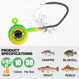 Crappie Jig Heads Kit With Underspin Spinner Blade, Lures and Jigs for Fishing - 30 & 50 Pack, 1/8, 1/16, 1/32 oz