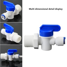 1/2" Male Thread x 1/4" PE Hose Ball Valve with OD Push-In Quick-Connect for RO Reverse Osmosis Water Filter Plastic Fitting, Beverage Dispenser & Water Filtration/Purification Systems, (3PCS)​