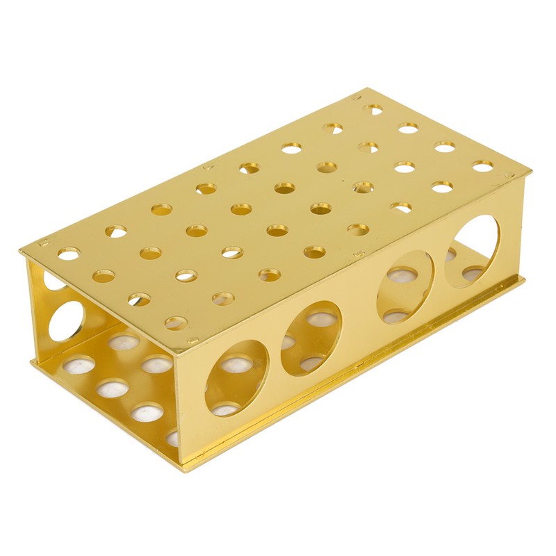 Golden Aluminum Test Tube Rack Holder Stand 8*12.3*18*30mm Hole Diameter