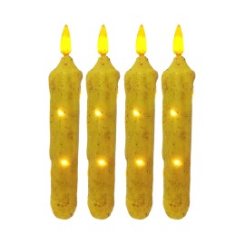 6.5 Inches Primitive Real Wax LED Flameless Short Candlesticks Hand Dipped Battery Operated Taper Candles Timer Remote Candlescolor: Khaki, size: 2 pack