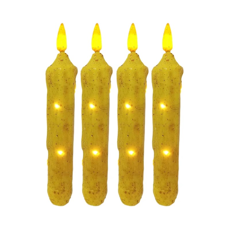 6.5 Inches Primitive Real Wax LED Flameless Short Candlesticks Hand