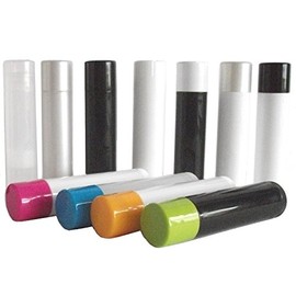 JTshop EMPTY LIP BALM TUBES 0.15 oz Bottom Twist - 32 Colour Choices (10 x BLACK tube, with WHITE cap)