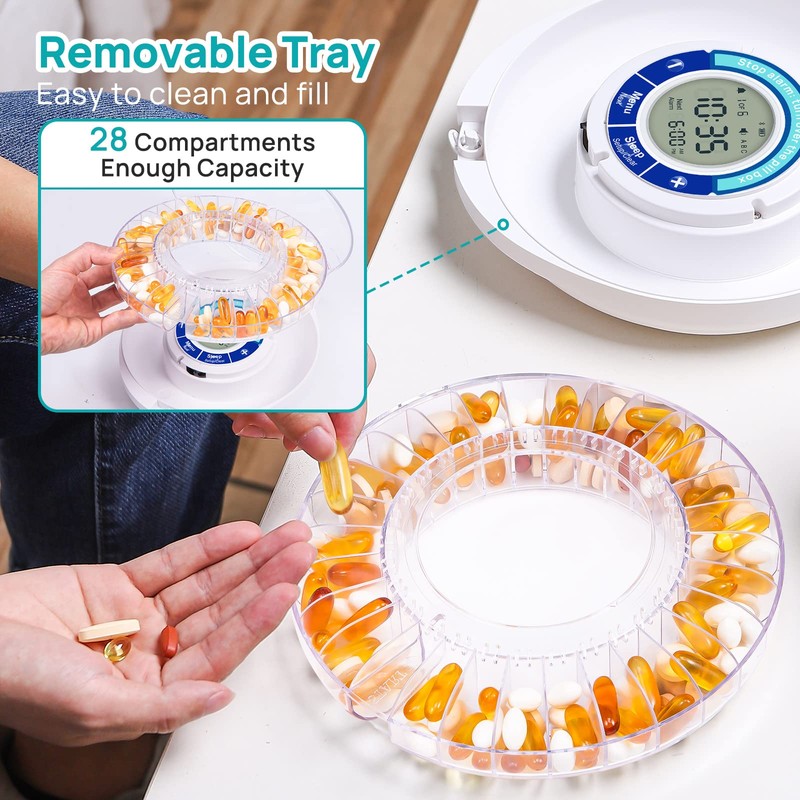 Windtrace Automatic Pill Dispenser for Elderly, Electronic Monthly Pill Organizer