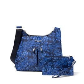 Baggallini Women's Cross Over Crossbody, Ink Hydrangea