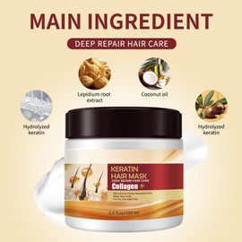 ZANGLEX Keratin Hair Mask Advanced Collagen Hair Treatment Deep Conditioning Hair Mask Keratin Hair Treatment for Dry Damaged Hair All Hair Types (1 Bottle)