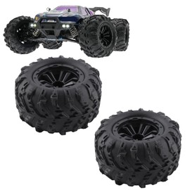 VBESTLIFE 2 Pieces RC Car Tire, 85mm RC Car Tire, 47mm Width, 12mm Hex Adapter, Rubber Car Replacement Tire for SCY 16101 16102 1/16 RC Car