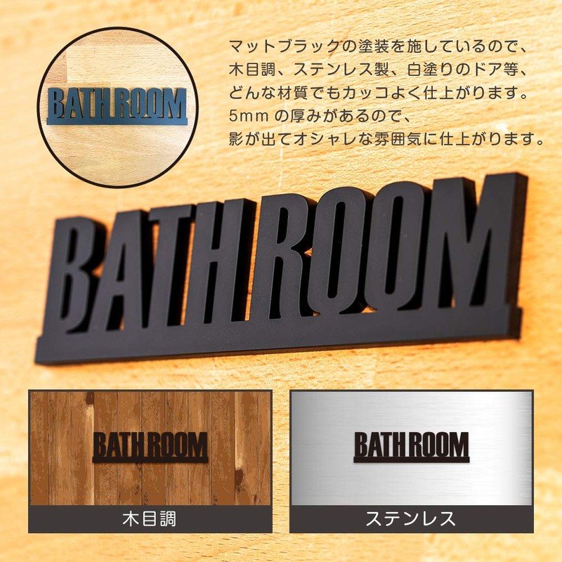 Two-face Bathroom Sign with Door Letter Sign Plate BATHROOM Room