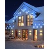 Minetom Christmas Snowflake Lights - 13ft 192LED Snowflake Icicle Lights