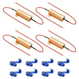 PATIKIL 50W 10 Ohm Aluminum Shell Resistor, 4Pcs Aluminum Housing Resistor with Clips Housed Case Wirewound Resistors Screw Tap Power Resistor, Golden