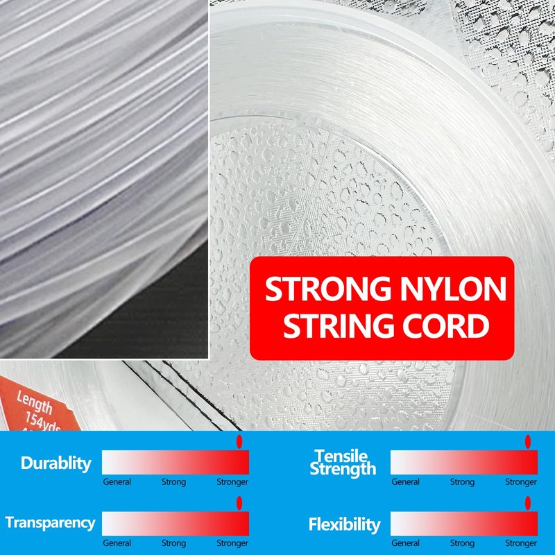 Nylon Fishing Line, Strong Clear Invisible Hanging Wire 985ft, for