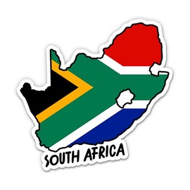 Squiddy South Africa Map with Flag - Vinyl Sticker Decal for Phone, Laptop, Water Bottle - 3"