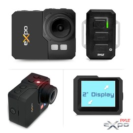Pyle Expo Sports Action Camera - HD 1080P Mini Hi-Res Camcorder w/ Wifi, 20 MP Cam, 2" Screen USB SD Card HDMI, Battery - Waterproof Case, USB Cable, Wireless Remote Control, Mount - PSCHD90BK (Black)