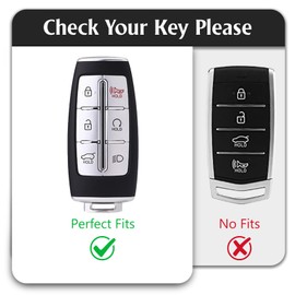 WORCAS Funda de TPU suave para llavero compatible con Genesis GV80 GV90 G70 G80 G90 GV70 6 botones sin llave Control remoto Smart Key (oro blanco)