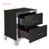 Elegant High Gloss Nightstand with Metal Handle,Mirrored Bedside Table with
