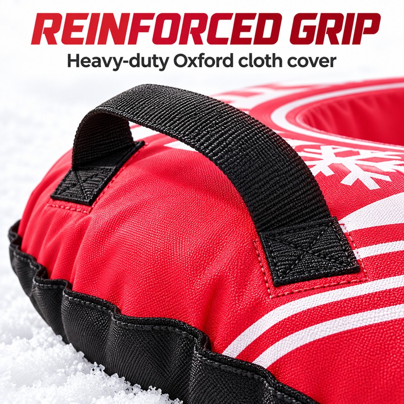 43 Inch Heavy Duty Inflatable Snow Tube, Rose Red Winter