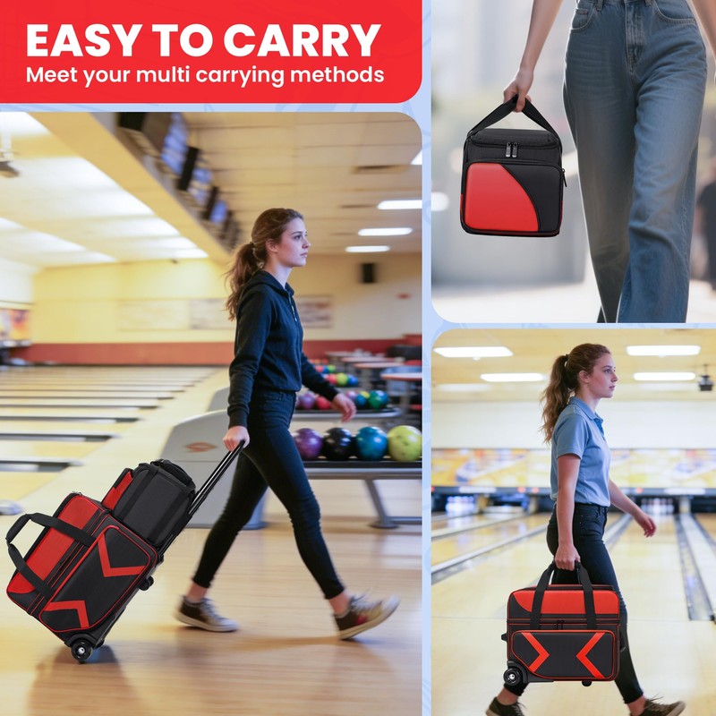 3 Ball Bowling Bag with Wheels, Bowling Bag 2 Ball