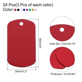 Rebower Aluminum Blank Tags Engraving Metal Stamping Blanks,[for Number Tag, Dog Tag,Pendant Decoration] - 2 x 1.2 Inch / 8 Color Mix / 3 Set