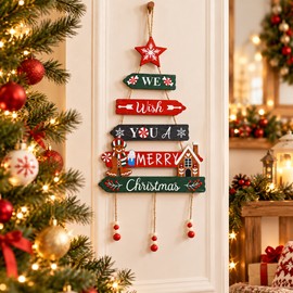 Wooden Christmas Hanging Ornament for Holiday Décor – Colorful Festive Decoration for Christmas Tree, Wall and Home