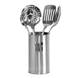 Stainless Steel Kitchen Utensil Set with Storage Holder, 4 Piece, 18 cm Height