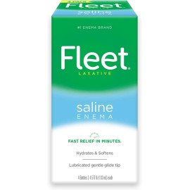 Fleet Laxative Saline Enema for Adult Constipation, 4.5 fl oz, 4 Bottles
