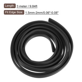 sourcing map U Channel Edge Trim, 9.8ft Length Rubber Guard Seal Strip Edge Protector Flat Type Fit for 1.5-2mm Edge, (13/64" W x 7/16" H) Black