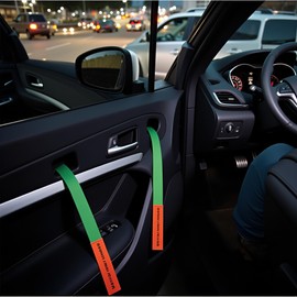 2Pcs Vehicle Door Emergencies Pull Cord Simple Operate Escape Pull Strap Car Emergencies Exits Rope Simple Installation Handlesets Door Hardware and Locks (Green)