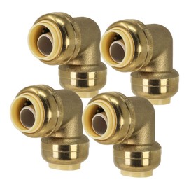 PROCURU 1/2-Inch PushFit 90-Degree Elbow, Plumbing Fitting for Copper, PEX, CPVC, PE-RT Pipe, Lead Free Certified (1/2", 4-Pack)