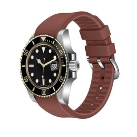 Juntan 22mm Universal Silicone Watch Band, Curved Ends Rubber Lightweight Watch Straps Sport Replacement Brown for Moonswatch Multiple Colors Men’s Women’s Watch Bands