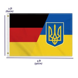 Large 60 x 90 cm Germany Ukraine Flag, 2 x 3 ft Medium 150D German Ukrainian Banner, Durable Doube Side Print Decor Brass Eyelets Medium Germany Ukraine