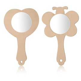 Aatpuss 18 Pieces Mini Wooden Mirrors, Hand Mirrors for Crafts, Mini Wooden Princess Mirrors for DIY Painting, Desktop Decorations, Crafts (Wood Colour)