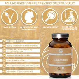 QIDOSHA® idine from wheat germ extract, 180 capsules in pharmacist jar, 660 mg/capsule, of which 1.6 mg idine, 100% vegetable idine source, vegan